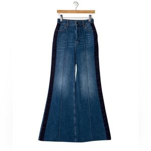 Contrast stripe flare wide leg jeans